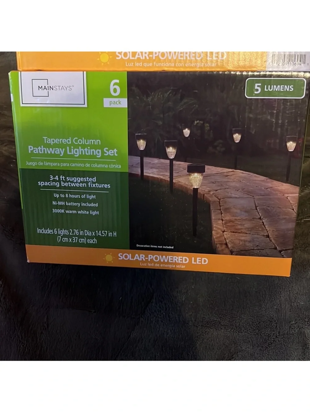Mainstays Solar-Powered LED Pathway Lights - Black